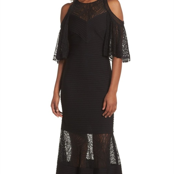 Tadashi Shoji Dresses & Skirts - Tadashi Shoji Esme cold shoulder mesh beaded gown